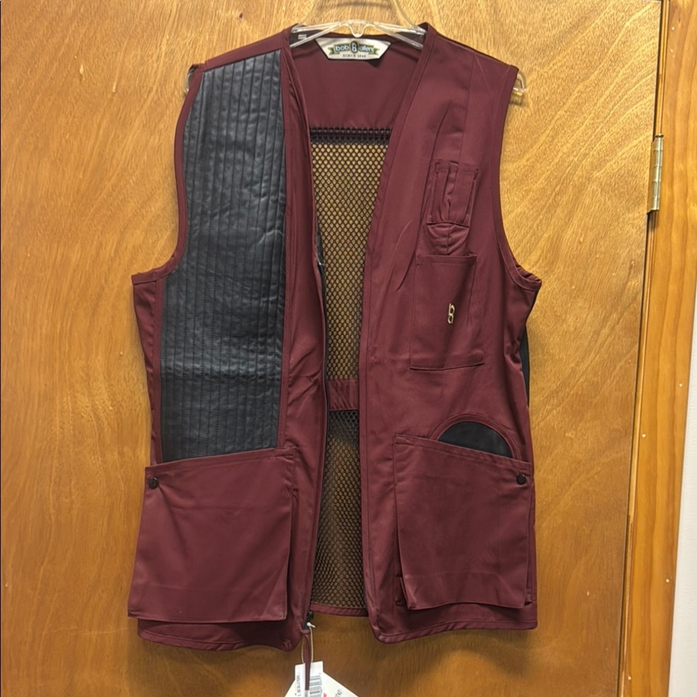 Maroon and Black Quilted Shooting Vest with Functional Design